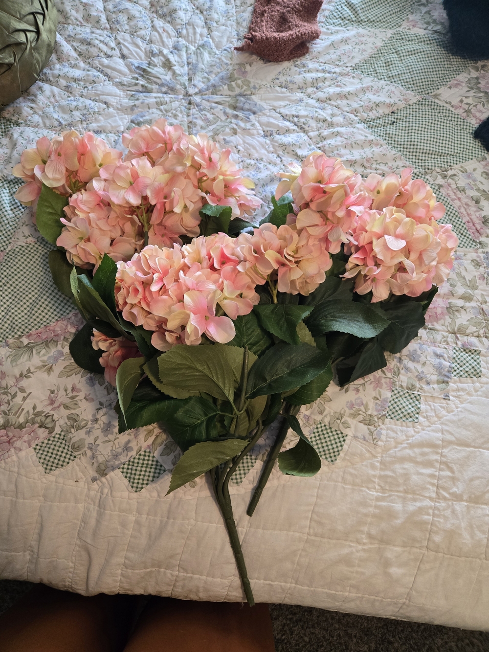 Pink Silk Hydrangea Faux Flower Bundle - Home Accents